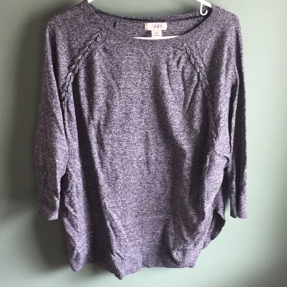 3/4 length sweater with braided detail
